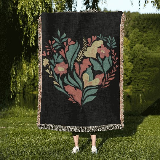 Colorful and Floral Heart Woven Blankets