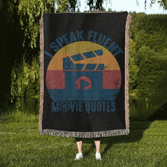 Vintage I Speak Fluent Movie Quotes Movie Lover Woven Blankets