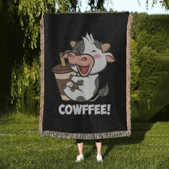 Cowffee - Cow that adore coffee Woven Blankets