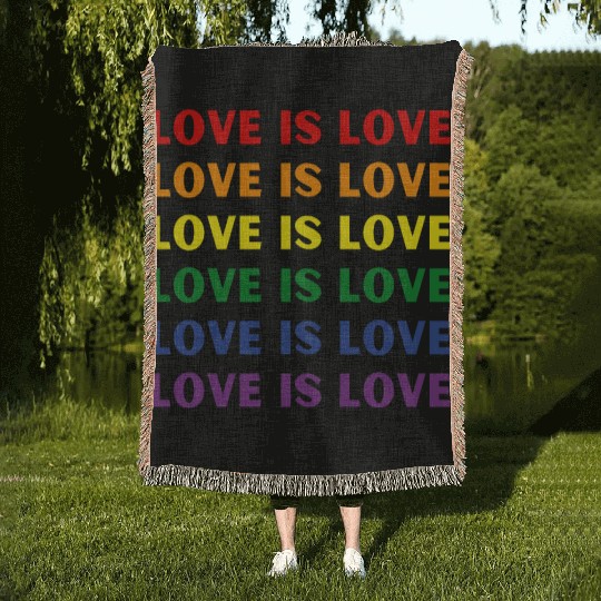 Love Is Love Rainbow Flag Woven Blankets
