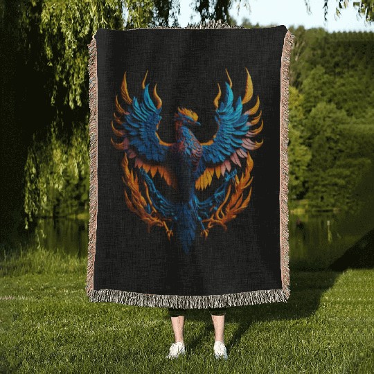 Neon Phoenix Woven Blankets