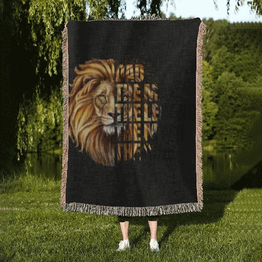 Dad the Man the Legend Leopard Lion Png Woven Blankets