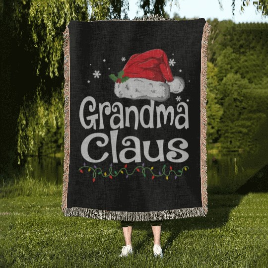 Grandma Claus Pajama Family Woven Blankets