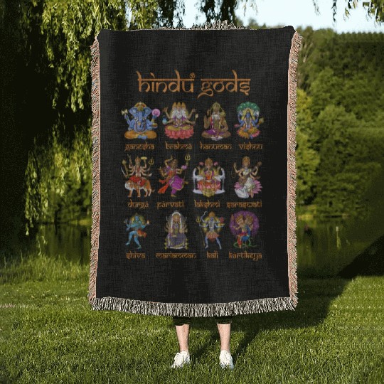 Hindu Gods Shiva Ganesha Hanu Hinduism Goddess Woven Blankets