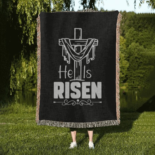 He Is Risen Jesus Christ Resurrection Happy Woven Blankets