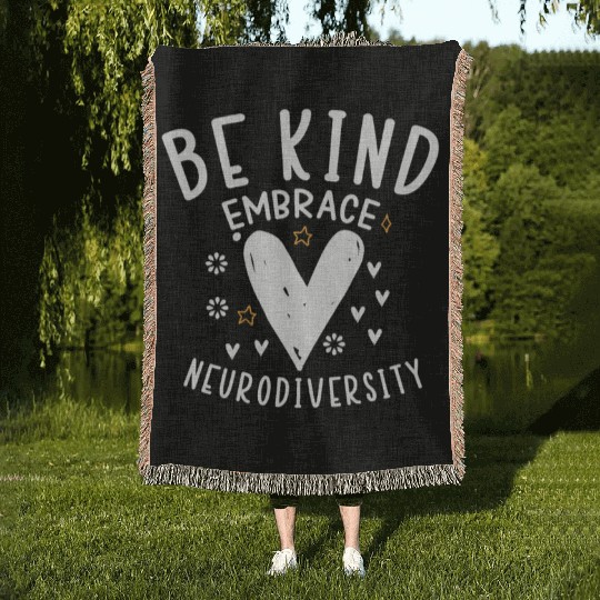 be kind embrace neurodiversity Woven Blankets