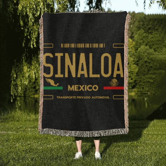 Sinaloa Meco License Plate Aesthetic Sinaloa Woven Blankets