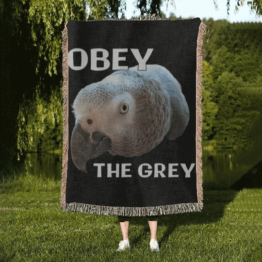 Obey The Grey - African Grey Parrot Woven Blankets