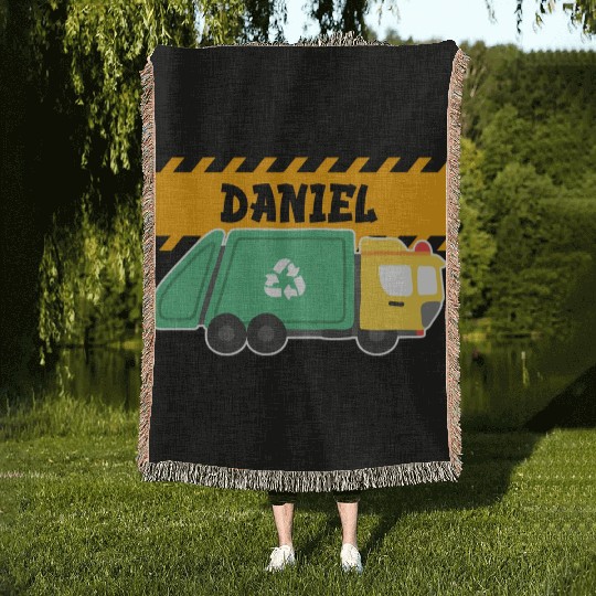 Daniel Trash Truck For Collector Ecologist Garbage Woven Blankets