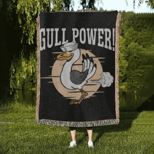 Gull Power Whirer Bird Seabird Seagull Woven Blankets