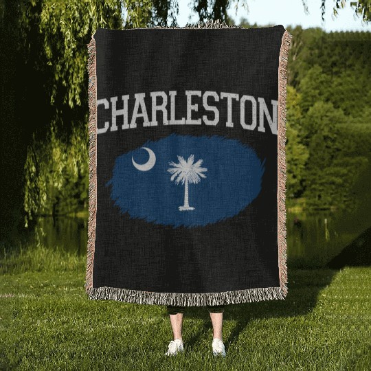 Charleston Sc South Carolina Flag Sports Woven Blankets