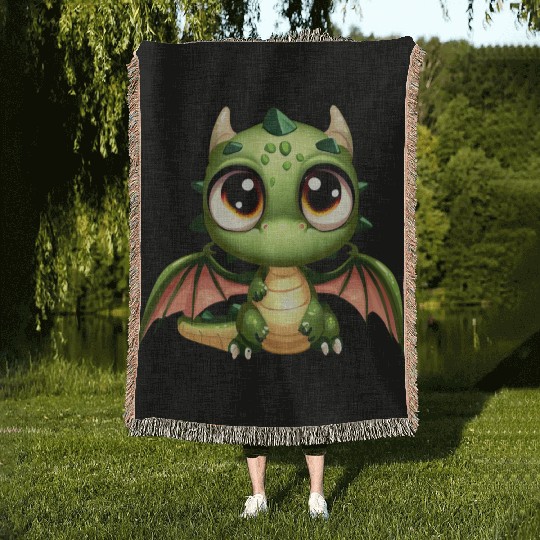 Big Eyes Dragon Puppy Dragon Babby Woven Blankets