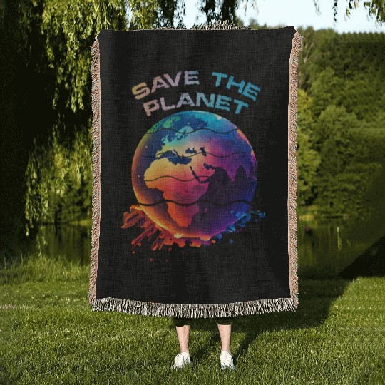 Save the Planet Nature Environment Earth Woven Blankets