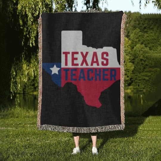 Texas Teacher Life Flag Style Woven Blankets