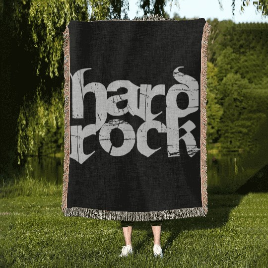 hard rock typography Woven Blankets