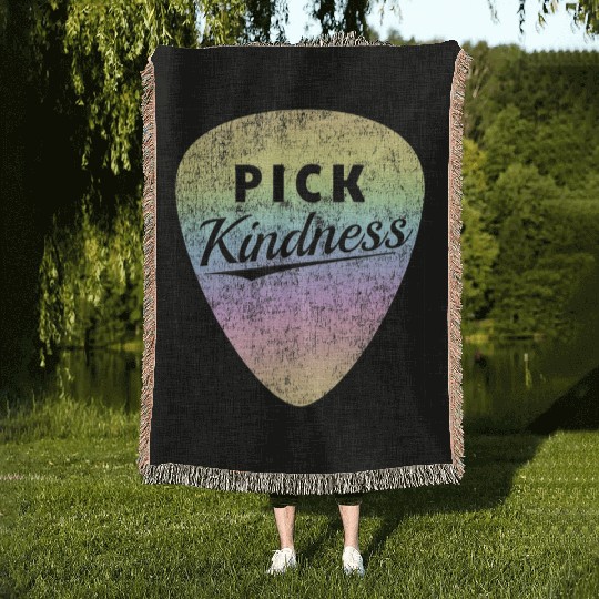Pastel Rainbow Guitar Pick Pun Anti-Bullying Pick Woven Blankets