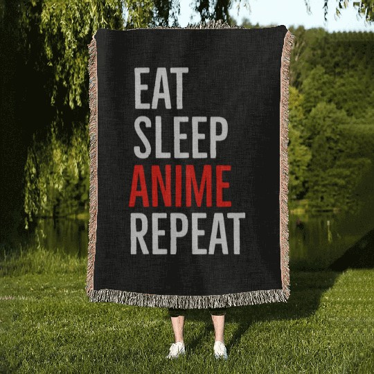 Eat Sleep Anime Repeat Woven Blankets