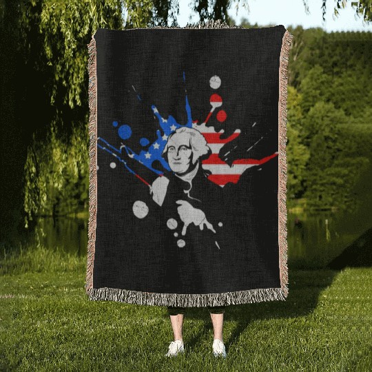 Merica George Washington Independence Day Woven Blankets