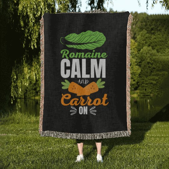 Romaine calm and carrot on | funny carrot gift Woven Blankets