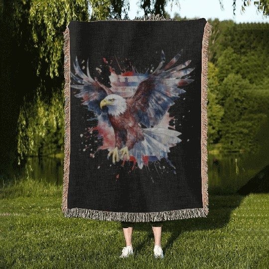 Eagle 4Th July Independent Day Woven Blankets
