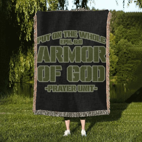 Put On The Whole Armor Of God Prayer warrior Woven Blankets
