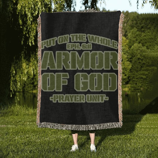 Put On The Whole Armor Of God Prayer warrior Woven Blankets