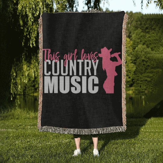 This Girl Loves Country Music A Western Folk Fan Woven Blankets
