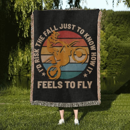 Motocross Supercross How It Feel To Fly Spruch Woven Blankets