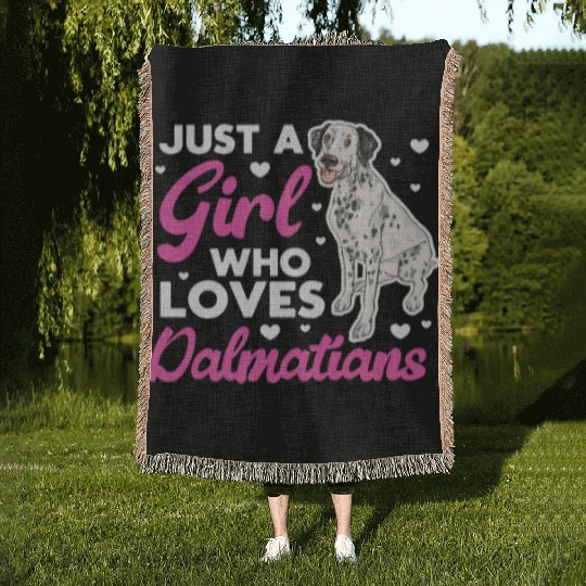 Just A Girl Who Loves Dalmatians Woven Blankets