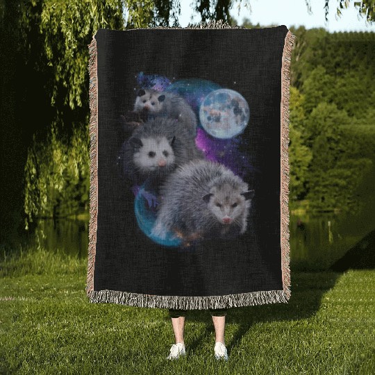 3 Moon Opossum Marsupial Rodent Opossum Novelty Woven Blankets