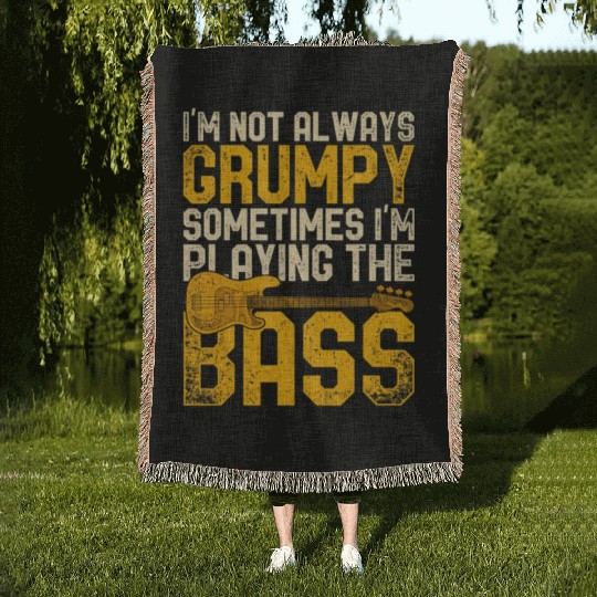 Funny Bassist Bass Guitarist Musician Bass Guitar Woven Blankets