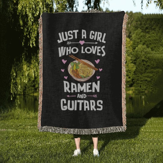 Ramen And Guitars Anime for n Girls Woven Blankets