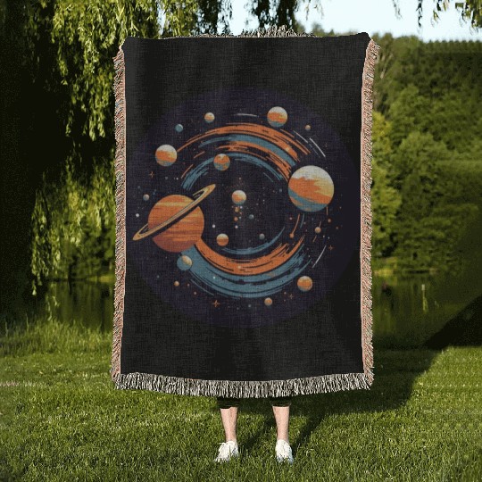 Universe Solar System Planets Woven Blankets