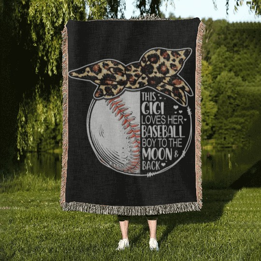 Baseball Gigi Vintage Leopard Messy Bun Woven Blankets