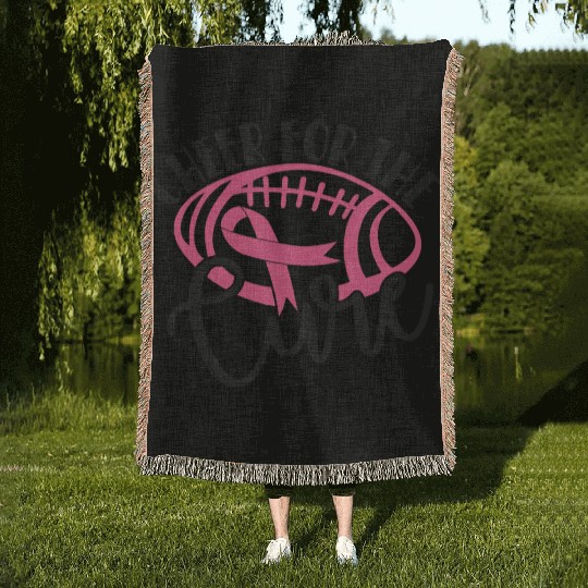 Cheer For The Cure Pink Breast Cancer Awareness Woven Blankets