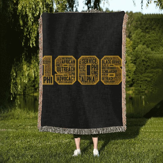 Mens Alpha African Fraternity Hand Sign 1906 Words Woven Blankets