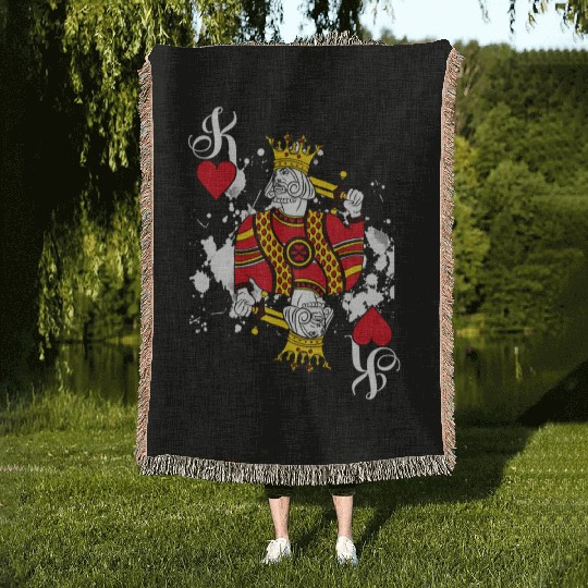 King Of He Playing Cards Halloween Poker Woven Blankets