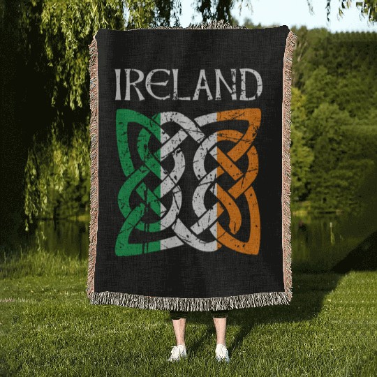 St Patric Day Celtic Knot Ireland Woven Blankets