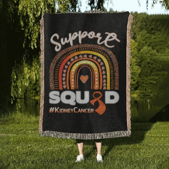Kidney Cancer Support Squad Dark Blue Ribbon Woven Blankets