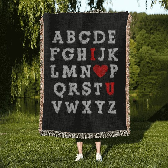 I Love You Abc Alphabet English Teacher Day Woven Blankets