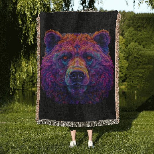Neon Grizzly Woven Blankets