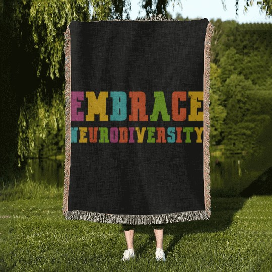 Adhd Autism Asd Embrace Neurodiversity Woven Blankets