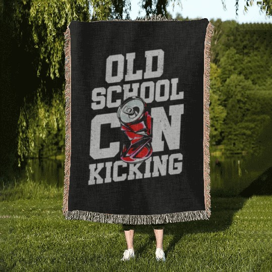 Old School Can Kicking Street Game 90s Kid Woven Blankets