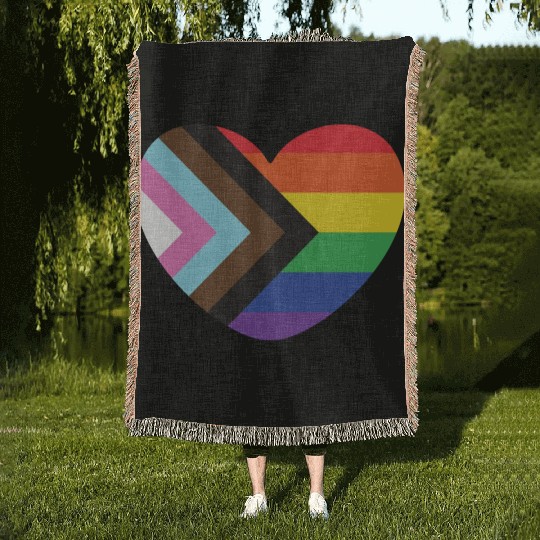 Pride Rainbow Heart Woven Blankets