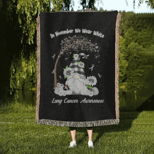 In November We Wear White Lung Cancer Awareness Woven Blankets
