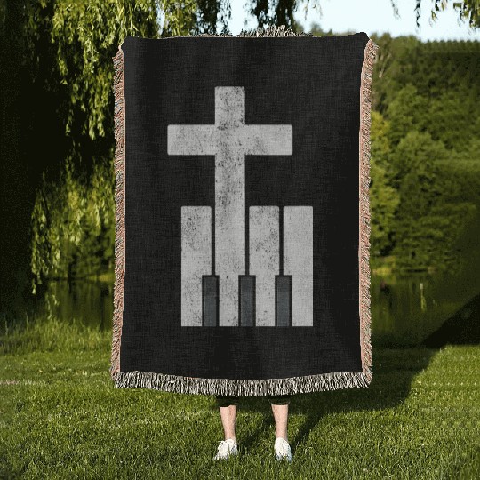 Piano Cross Christian Pianis Woven Blankets