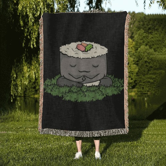 Sushi Roll Meditating Gift Yoga Lover Women Woven Blankets