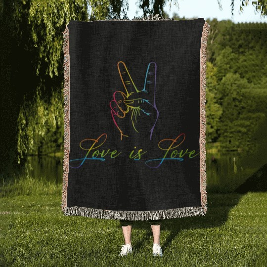 Love Is Love Gay LGBT Pride Love Woven Blankets