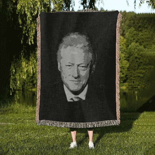 Bill Clinton Grayscale Pop Art Woven Blankets
