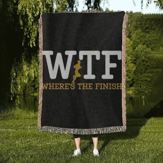 Running Wtf Where'S The Finish Runner Joke Woven Blankets